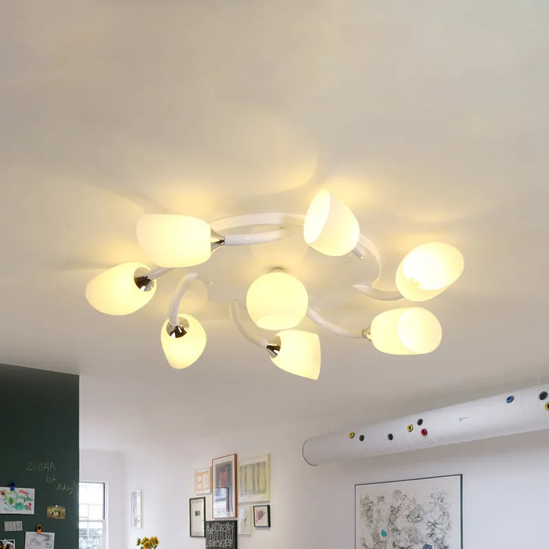 6/8 lampen woonkamer semi-inbouw moderne witte spiraalvormige inbouwlamp met opaalglazen kap van tulp Clearhalo