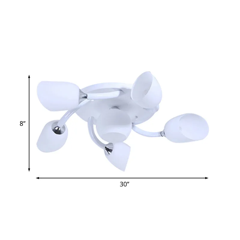 6/8 lampen woonkamer semi-inbouw moderne witte spiraalvormige inbouwlamp met opaalglazen kap van tulp Clearhalo