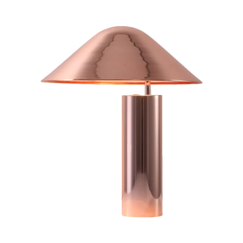 2 lampen woonkamer tafellamp moderne roségouden nachtkastjelamp met conische metalen kap Clearhalo