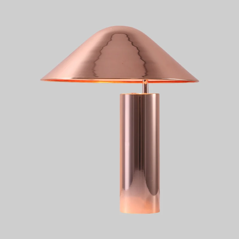 2 lampen woonkamer tafellamp moderne roségouden nachtkastjelamp met conische metalen kap Clearhalo