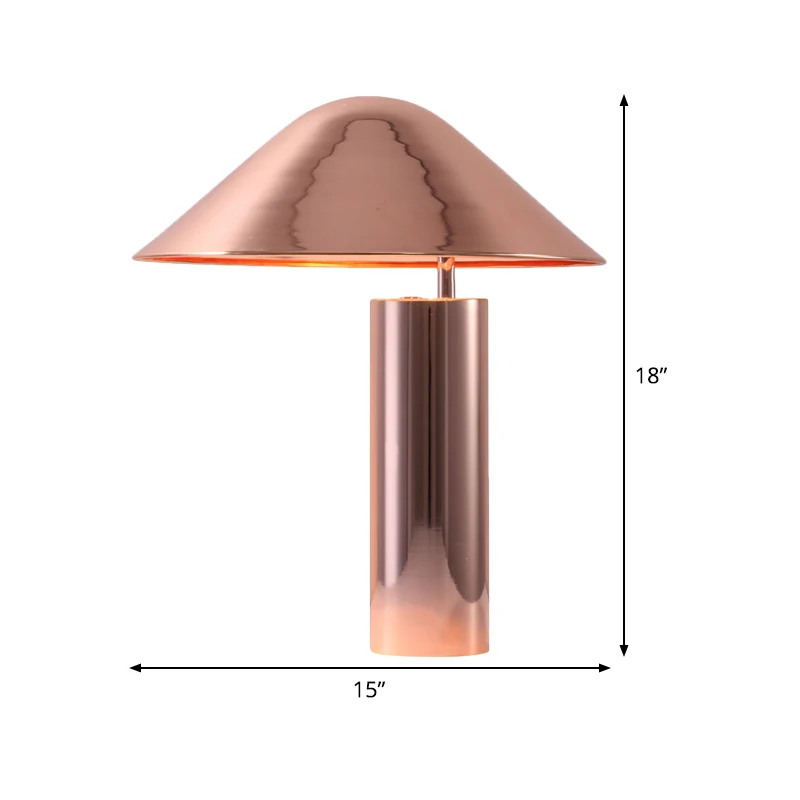 2 lampen woonkamer tafellamp moderne roségouden nachtkastjelamp met conische metalen kap Clearhalo