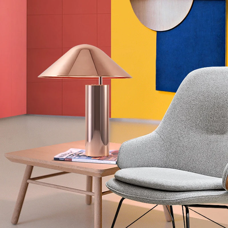 2 lampen woonkamer tafellamp moderne roségouden nachtkastjelamp met conische metalen kap Clearhalo