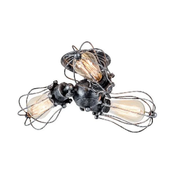 Lampvormige ijzeren semi-inbouw plafondlamp met draadbeschermer Vintage stijl 3/4/5 lampen binnenplafondlamp zwart/zilver...