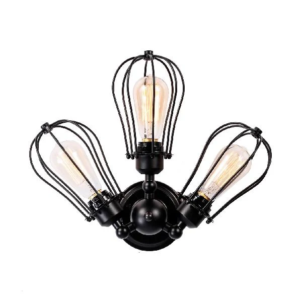 Lampvormige ijzeren semi-inbouw plafondlamp met draadbeschermer Vintage stijl 3/4/5 lampen binnenplafondlamp zwart/zilver...