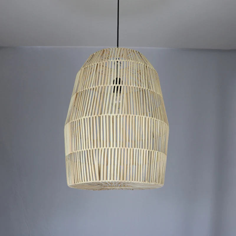 Landelijk geweven lantaarn slingerlicht bamboe 1-kops theesalon hanglampset beige Clearhalo