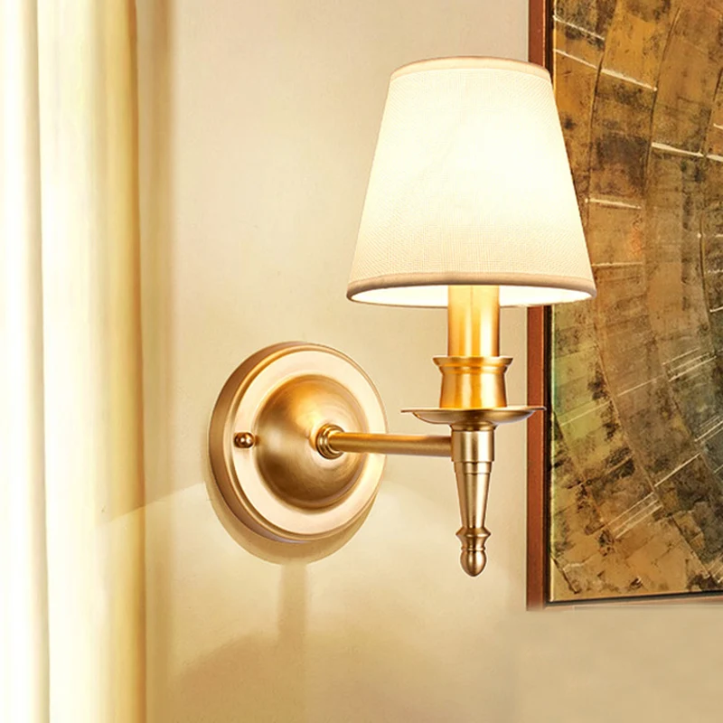 Landelijke conische wandlamp met één lamp, stoffen wandverlichtingsideeën met kaarsontwerp goud Clearhalo