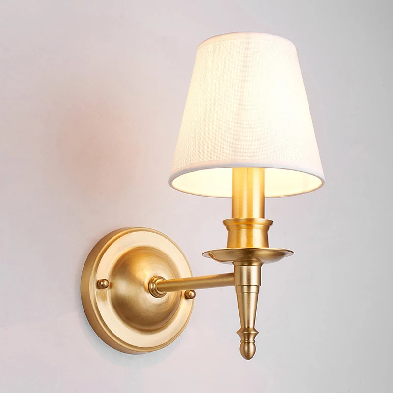 Landelijke conische wandlamp met één lamp, stoffen wandverlichtingsideeën met kaarsontwerp goud Clearhalo