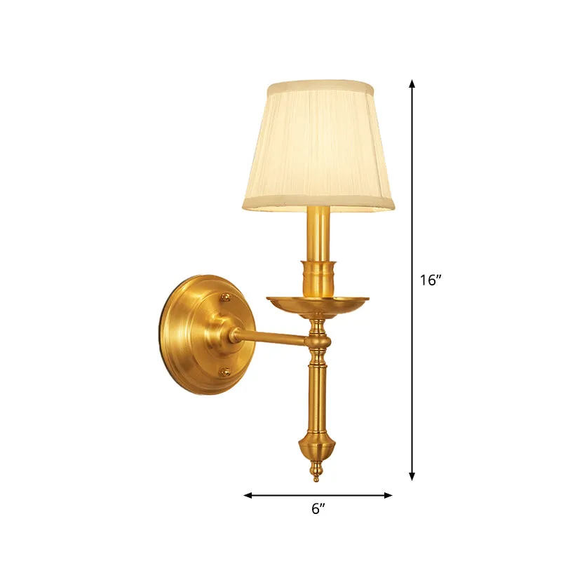 Landelijke conische wandlamp met één lamp, stoffen wandverlichtingsideeën met kaarsontwerp goud Clearhalo