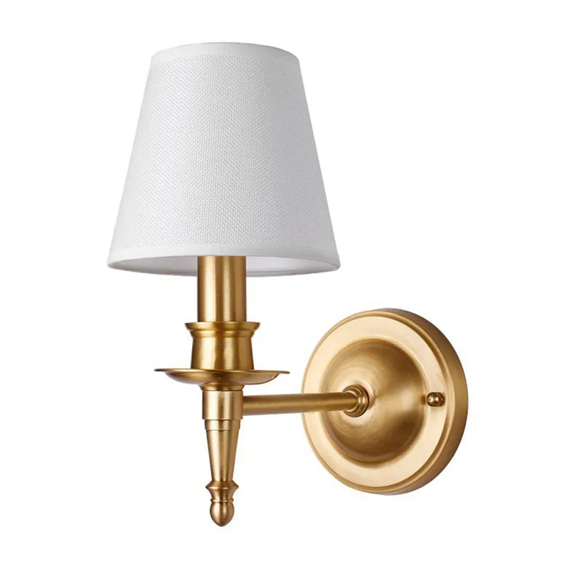 Landelijke conische wandlamp met één lamp, stoffen wandverlichtingsideeën met kaarsontwerp goud Clearhalo