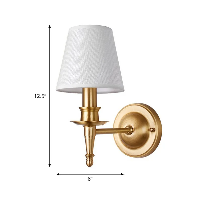 Landelijke conische wandlamp met één lamp, stoffen wandverlichtingsideeën met kaarsontwerp goud Clearhalo