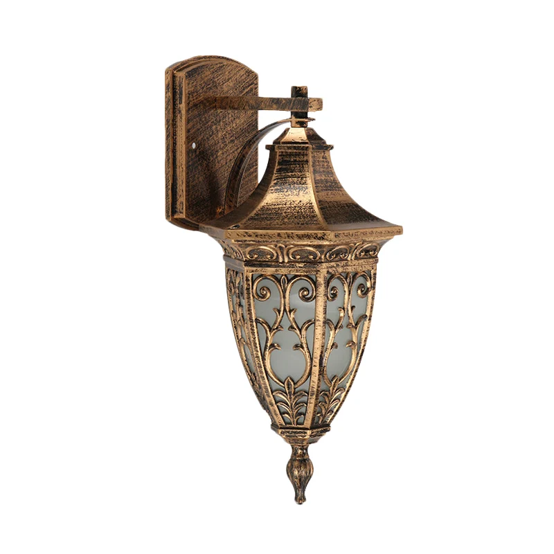 Landelijke urnvormige schansverlichting 1-lamps aluminium wandlamp messing voor buiten Clearhalo