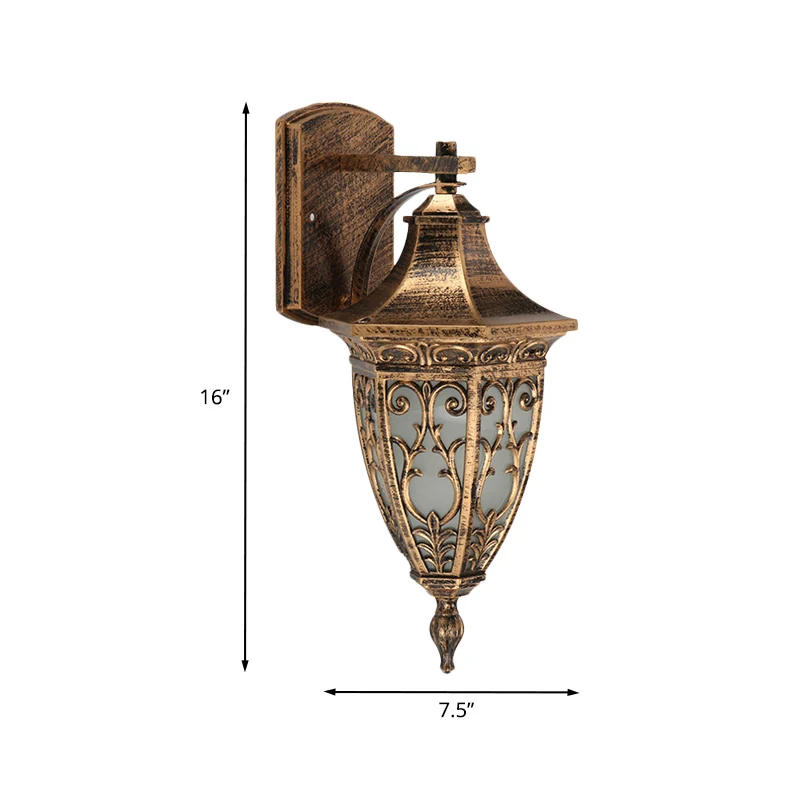 Landelijke urnvormige schansverlichting 1-lamps aluminium wandlamp messing voor buiten Clearhalo