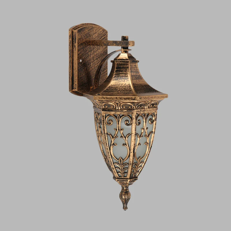 Landelijke urnvormige schansverlichting 1-lamps aluminium wandlamp messing voor buiten Clearhalo