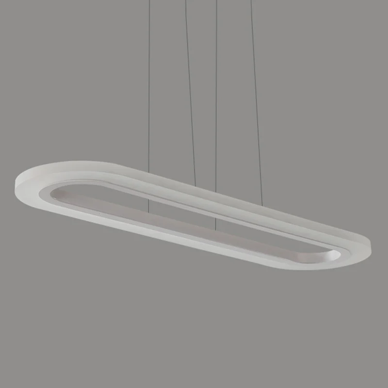 Langwerpig kantooreilandplafondlamp Acryl LED-slingerlamp eenvoudige stijl zilver Clearhalo