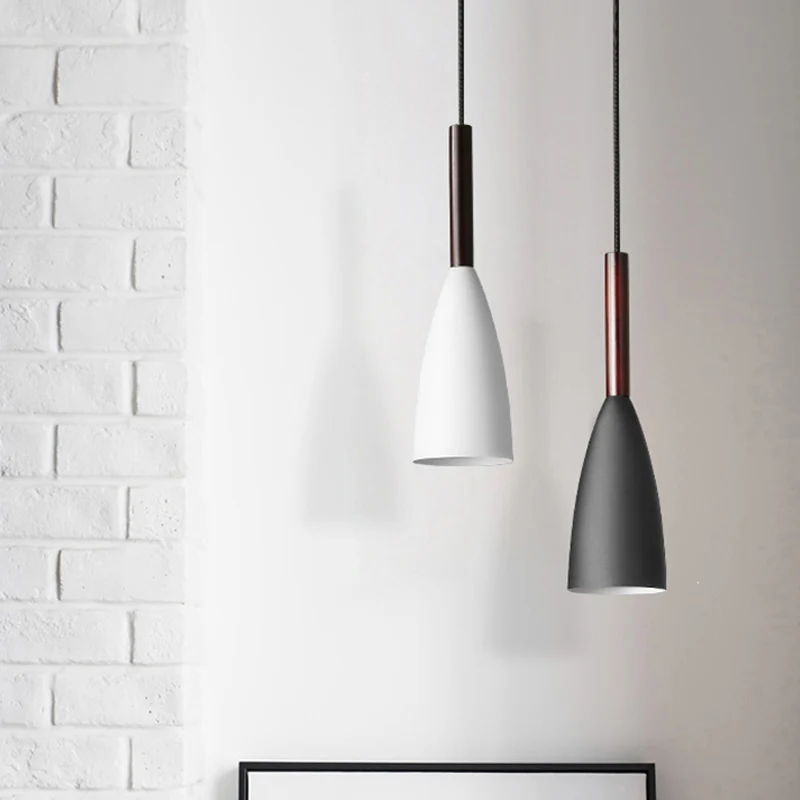 Langwerpige koepelvormige plafondophanglamp Nordic Metal 1-kops zwart/wit/grijze hanglamp voor eetkamer Clearhalo