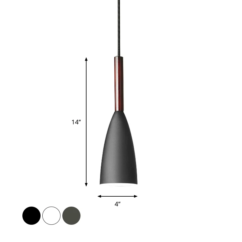Langwerpige koepelvormige plafondophanglamp Nordic Metal 1-kops zwart/wit/grijze hanglamp voor eetkamer Clearhalo