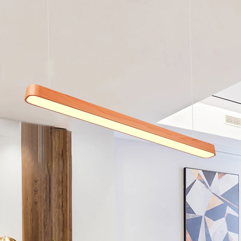 Langwerpige ovale hangende verlichting Moderne led 4"/8"/12" breed hout diepnerf/lichtnerf plafond hanglamp wit/warm/natuu...