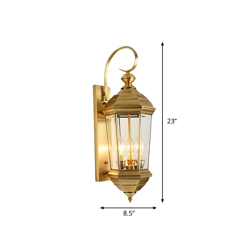 Lantaarn Buiten Wandkandelaar Licht Traditioneel Metaal 1 Lamp Gouden Wandverlichtingsarmatuur Clearhalo