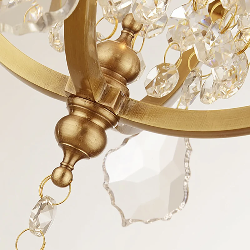 Lantaarn Frame Plafondhanger Vintage Metaal 1-lichts Messing Hanglampenset met Kristallen Accent Clearhalo