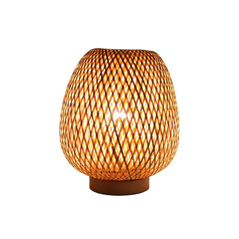 Lantaarn nachtkastje lamp eigentijds handgeweven bamboe restaurant tafellamp met één lamp hout Clearhalo