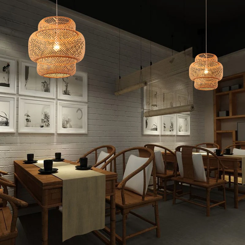 Lantaarn Restaurant Hanglamp Bamboe 1-lichts Simplicity Hanglamp Clearhalo