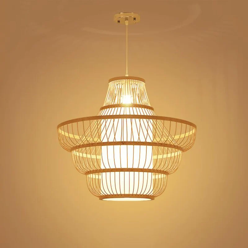 Lantaarn Schaduwrijk Restaurant Plafondlamp Bamboe Enkele Moderne Hangende Hanglamp Hout Clearhalo