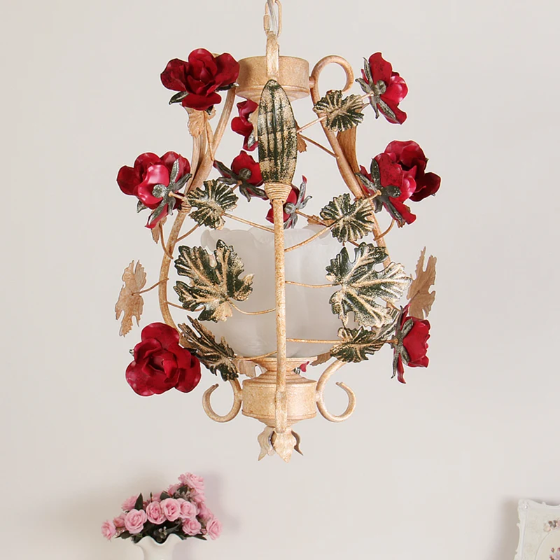 Lantaarn Slaapkamer Hanglamp Koreaanse Bloem Frosted Wit Glas 1-Licht Beige Downverlichting Hanglamp Clearhalo