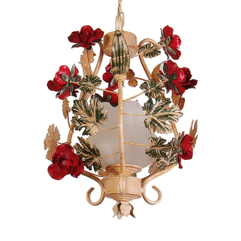 Lantaarn Slaapkamer Hanglamp Koreaanse Bloem Frosted Wit Glas 1-Licht Beige Downverlichting Hanglamp Clearhalo