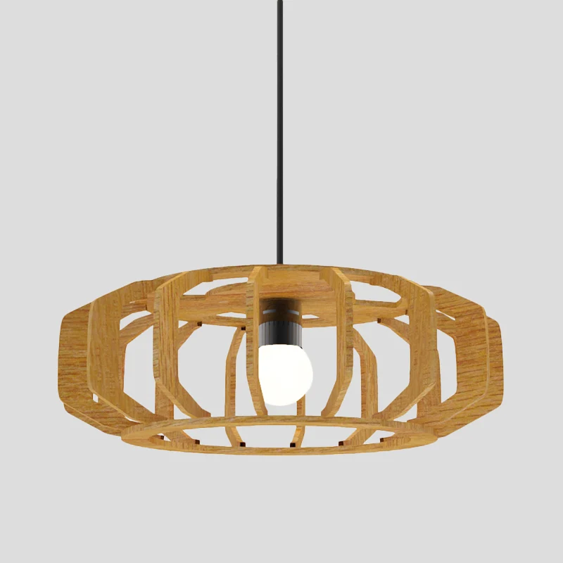 Lantaarnframe hangende plafondlamp Aziatische stijl hout 1 lamp woonkamer hanglamp Clearhalo
