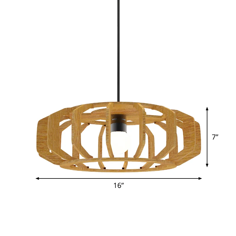 Lantaarnframe hangende plafondlamp Aziatische stijl hout 1 lamp woonkamer hanglamp Clearhalo