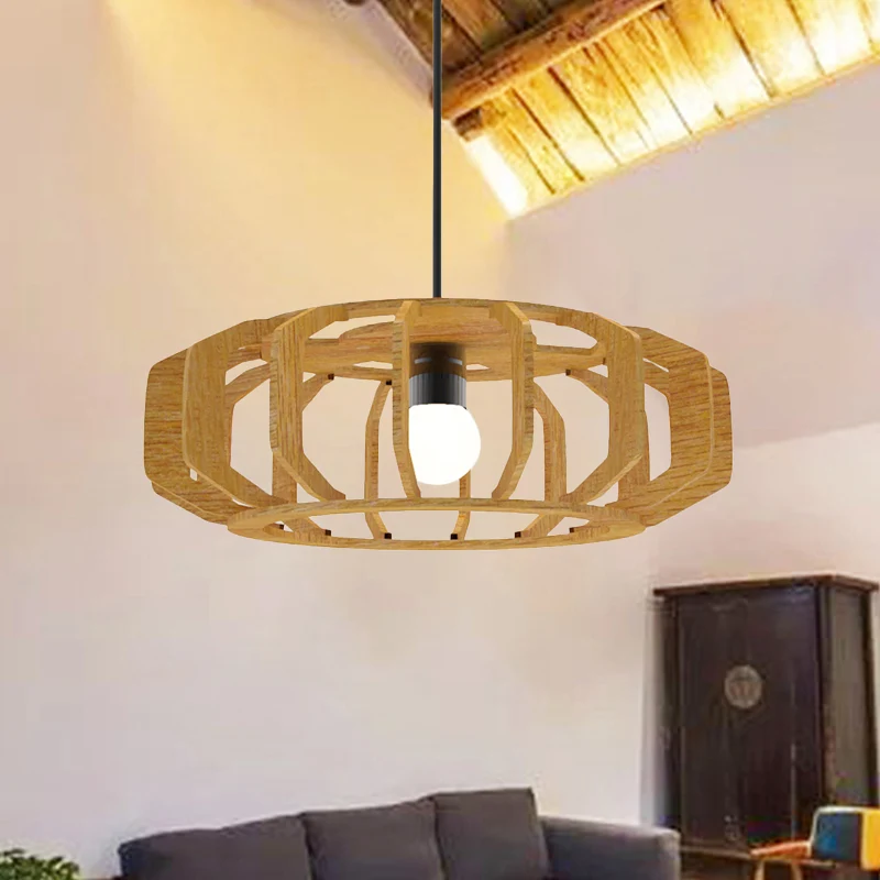 Lantaarnframe hangende plafondlamp Aziatische stijl hout 1 lamp woonkamer hanglamp Clearhalo
