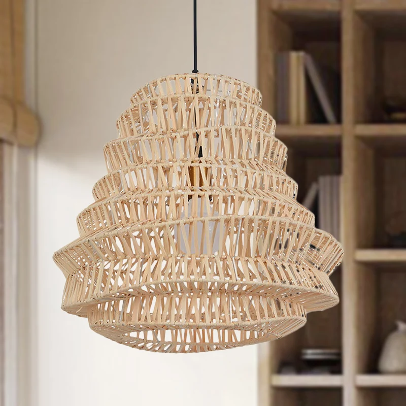 Lasergesneden hanglamp Chinese bamboe 1 kop beige hanglamp, 12"/18" breed Clearhalo