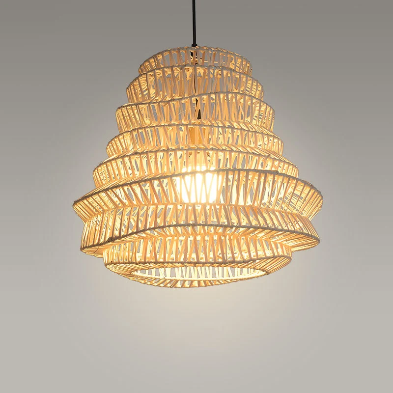 Lasergesneden hanglamp Chinese bamboe 1 kop beige hanglamp, 12"/18" breed Clearhalo