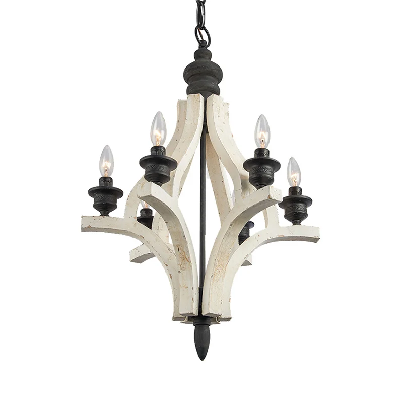 Lasergesneden kroonluchterlamp Scandinavisch hout 4 koppen witte hangende verlichtingsarmatuur met verstelbare ketting Cle...