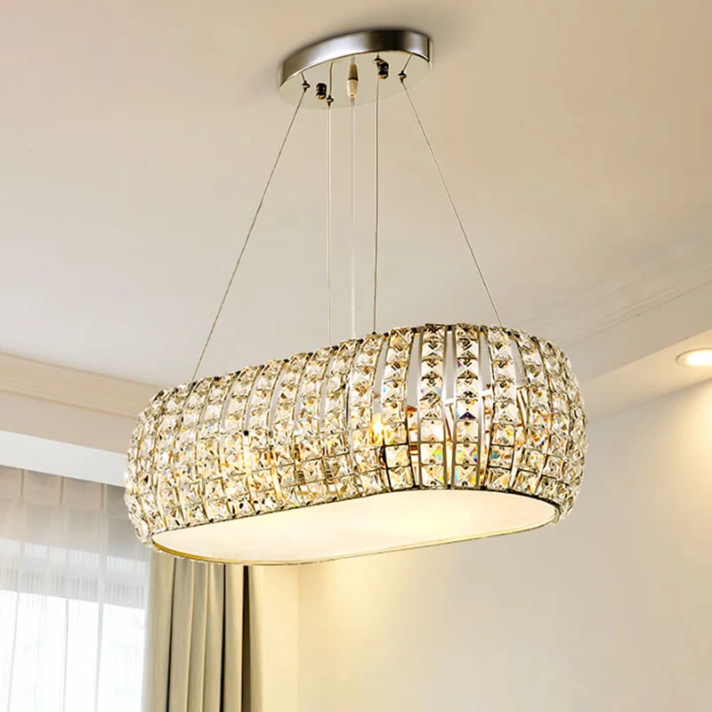 Lasergesneden plafondkroonluchter Traditie Helder Kristal 6 Hoofden Gouden Ophanging Hanglamp Clearhalo