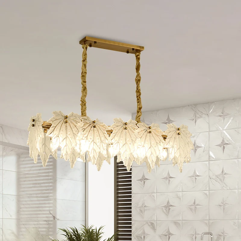 Leaf Island-lamp Modern wit glas 5-kops LED-plafondhanglamp voor eetkamer Clearhalo