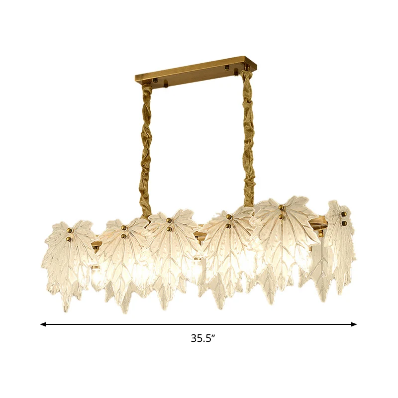 Leaf Island-lamp Modern wit glas 5-kops LED-plafondhanglamp voor eetkamer Clearhalo
