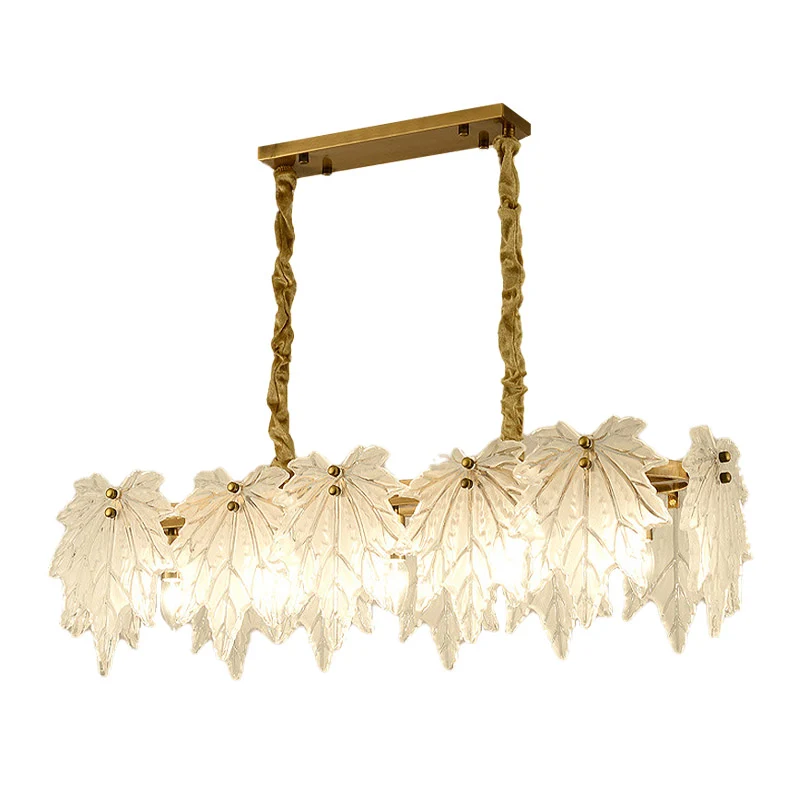 Leaf Island-lamp Modern wit glas 5-kops LED-plafondhanglamp voor eetkamer Clearhalo