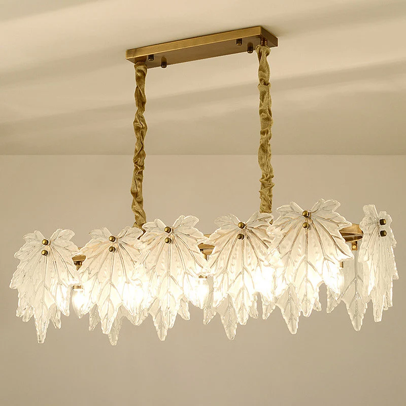 Leaf Island-lamp Modern wit glas 5-kops LED-plafondhanglamp voor eetkamer Clearhalo