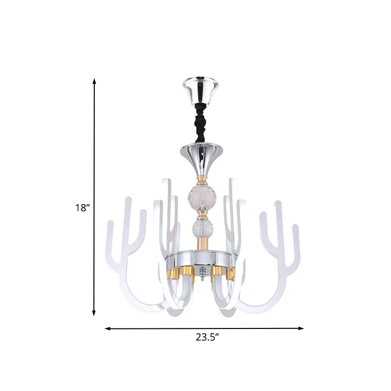LED Cactus Kroonluchter Lichtpunt Moderne Chroom Kristallen Hanglamp voor Eetkamer Clearhalo