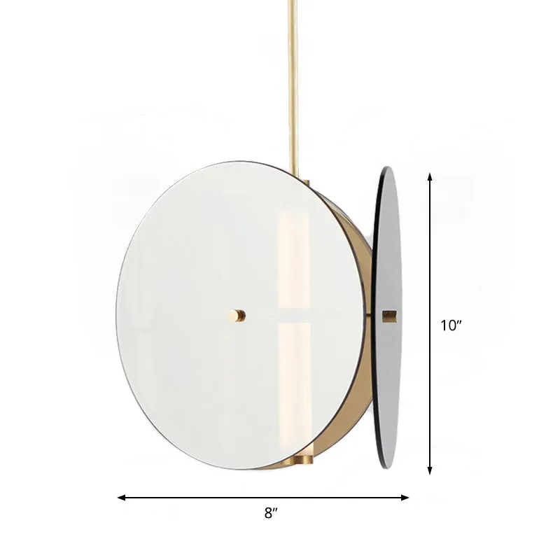 LED eetkamer hanglamp moderne gouden hanglamp met ronde amberkleurige glazen kap Clearhalo