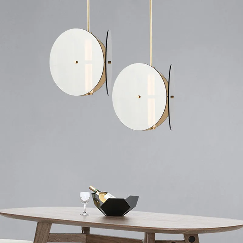 LED eetkamer hanglamp moderne gouden hanglamp met ronde amberkleurige glazen kap Clearhalo