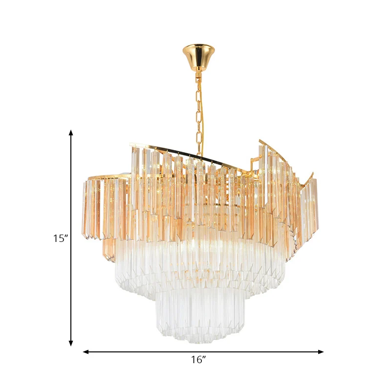 LED gelaagde kroonluchter licht eigentijds kristallen hangend plafondlicht goud voor slaapkamer Clearhalo