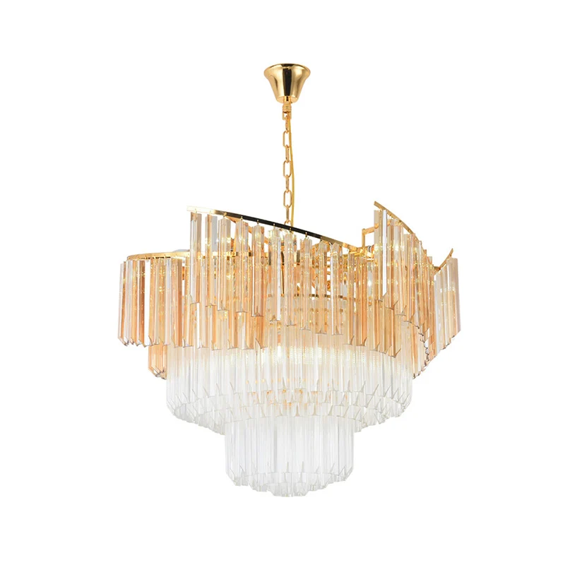 LED gelaagde kroonluchter licht eigentijds kristallen hangend plafondlicht goud voor slaapkamer Clearhalo