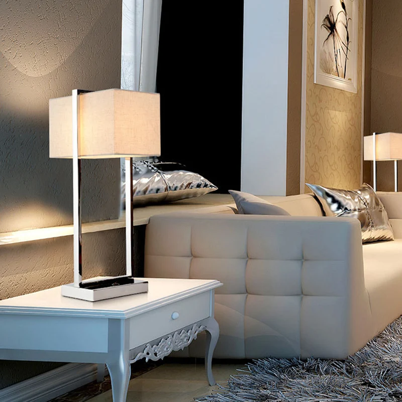 LED rechthoekig leesboeklicht modernisme stoffen taakverlichting beige voor slaapkamer Clearhalo