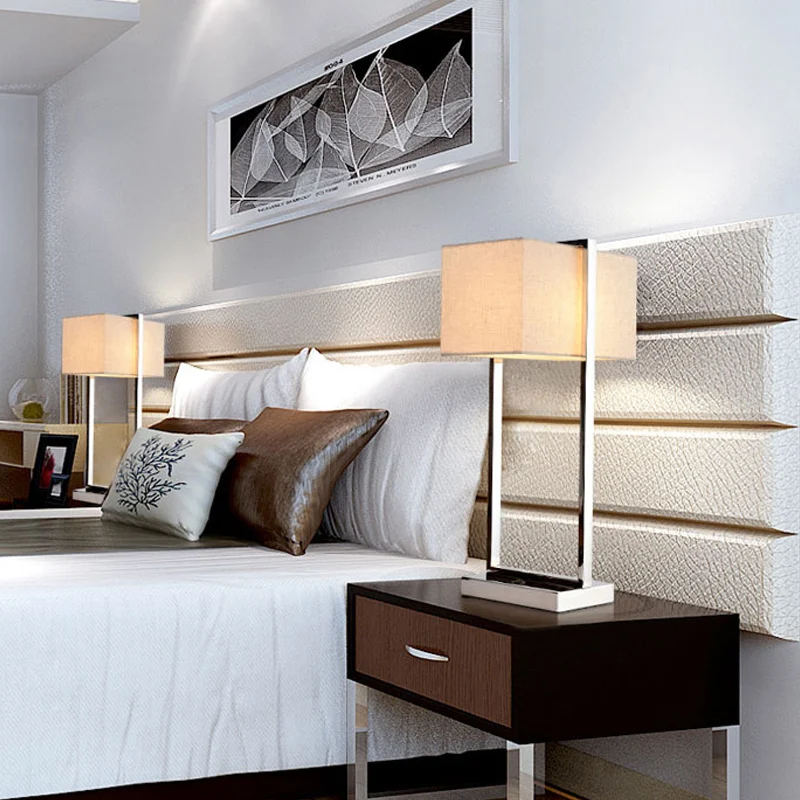 LED rechthoekig leesboeklicht modernisme stoffen taakverlichting beige voor slaapkamer Clearhalo