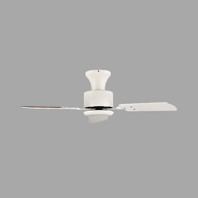 LED ronde hangventilator licht modernisme wit metaal semi-inbouwverlichting met 3 houten bladen, 32"/36" breedte Clearhalo