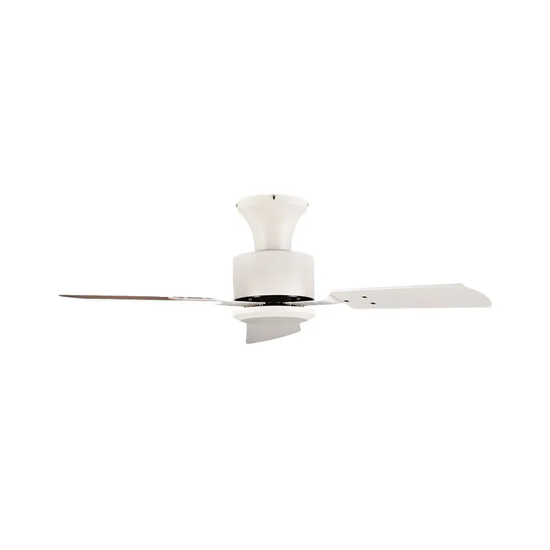 LED ronde hangventilator licht modernisme wit metaal semi-inbouwverlichting met 3 houten bladen, 32"/36" breedte Clearhalo