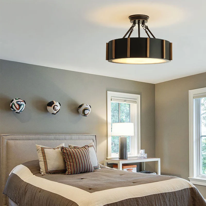 LED semi-inbouw trommellicht rustiek zwart metallic dichtbij plafondlamp, warm licht Clearhalo