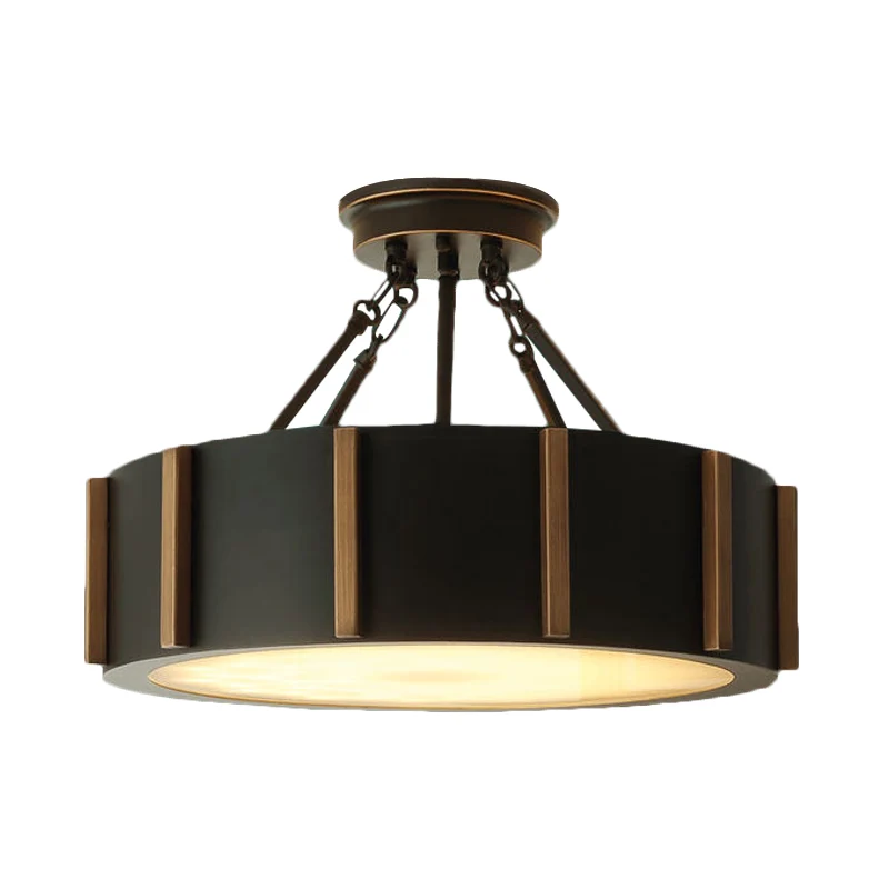 LED semi-inbouw trommellicht rustiek zwart metallic dichtbij plafondlamp, warm licht Clearhalo